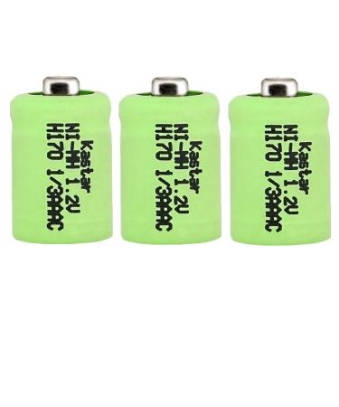 Kastar 3 Pack 1/3 AAA 170mAh Button Top NiMH Battery Replacement for Solar Lights Battery Outdoor Solar Garden Art Light Battery 1/3AAA-150NM-NT GP-17AAAH GP17AAAH Sanyo N-50AAA GP 1/3AAA-170NM