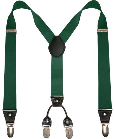 JEMYGINS Mens Suspenders & Bow Tie Set - Dark Green Four Clips & Elastic Back Strap Perfect for Weddings & Formal Events - International Shipping Available - Buy Online on SooperMarket.com