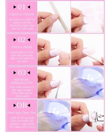 Kalolary 32PCS Cured Gel Nail Polish Strips Adhesive Full Wrap Gel Nail Art Sticker Waterproof Gel Nail Wrap Stickers with Nail File and Stick(UV/LED Lamp Required) (Pink) - Buy Online on SooperMarket.com