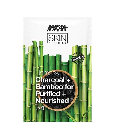 Nykaa Naturals Skin Secrets Bubble Sheet Mask Charcoal and Bamboo 0.67 oz - Revitalizing Natural Detox Sheet Face Mask - Moisturizing Facial Mask