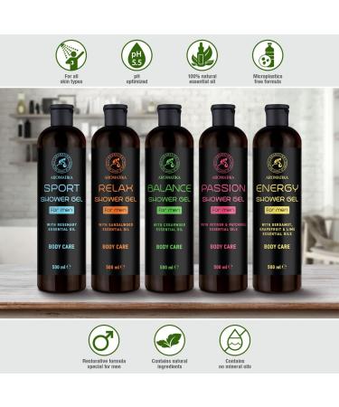 Shower Gel Balance 500ml - Shower Gel for Men with Cedarwood Essential Oil - Body Care - Cleansing and Care - Coniferous Fragrance - Masculine Aroma - Body Wash for Him - Buy Online on SooperMarket.com