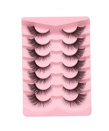 Fake Eyelashes 1 Pack/7 Pairs Fluffy Mink Lashes 3D Natural Look Wispy Eye Lashes Faulse Eyelashes Extension for Eye Makup Mink Lashes Lash Extension False Eyelashes Wispy Eye Lashes