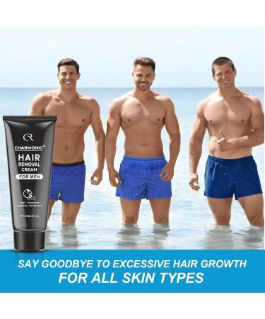 Hair Removal Cream Charmonic Intimate/Private Area Hair Remover for Men Fast & Painless Hair Removal for Underarm Chest Back Legs and Arms Depilatory Cream for Unwanted Coarse Body Hair (Black 2 pcs) - Buy Online on SooperMarket.com