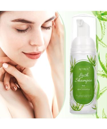 Eyelash Extension Cleanser 60ML - Green Aloe Lash Shampoo | Foaming Eyelid Cleanser | Paraben & Sulfate Free | Professional & Home Use - Buy Online on SooperMarket.com