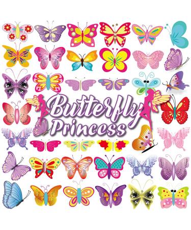 Temporary Tattoos for Kids(80pcs),Konsait Colorful Butterfly Tattoos Body Art Stickers for Children Girls Birthday Party Favors Supplies Great Kids Party Accessories Goodie Bag Stuffers Party Fillers