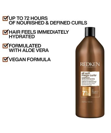 Redken All Soft Mega Curls Conditioner 33.8 Fl Oz - Nourishing Formula for Extremely Dry, Curly & Coily Hair with Aloe Vera - Buy Online on SooperMarket.com