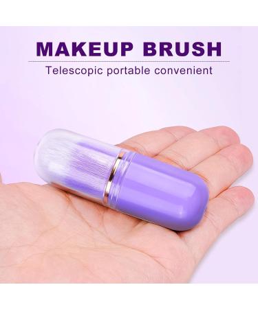 Retractable Kabuki Brush Travel Makeup Brush Cute Capsule-shape Blush Brush Foundation Brush Suitable for Liquid Foundation Pressed Powder Contour Cream Purple - Buy Online on SooperMarket.com