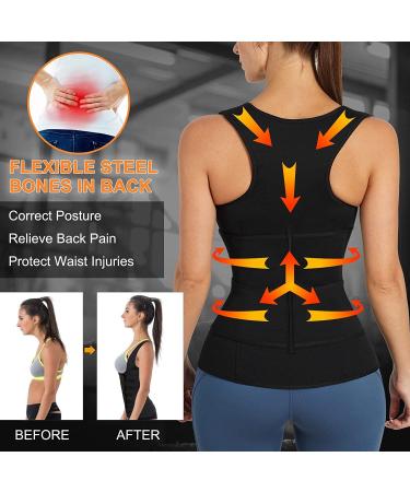 KUMAYES Sauna Vest for Women - Neoprene Slimming Corset Waist Trainer & Shapewear Tank Top - Body Shaper in Black - International Shipping Available - Buy Online on SooperMarket.com