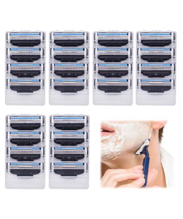 Dwzain Razor Blades Refills 24Pcs Razors for Mach 3 Blades Replacement Blade with Double Lubrication Strip Compatible with Mach 3 Handles Shaving Manual Shaver Blade Male Men Father Boyfriend Daily 1 count (Pack of 24)