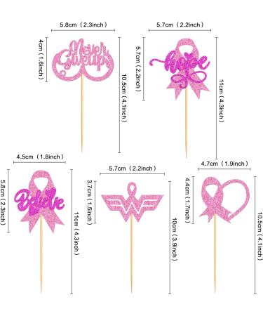Cyodoos 30 PCS Breast Cancer Awareness Cupcake Toppers Glitter Pink Ribbon Never Give Up Beliveve Hope Cupcake Picks Pink Ribbon Party Cake Decorations Supplies - Buy Online on SooperMarket.com