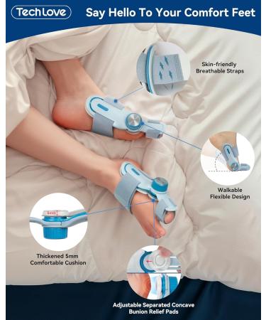 Tech Love Bunion Correctors for Women & Men Adjustable Knob Double Correction Toe Separator for Big Toe Relief Bunion Splints Hammer Toe Straightener with Silicone Pad Comfortable Effective (1PC) Blue - Buy Online on SooperMarket.com