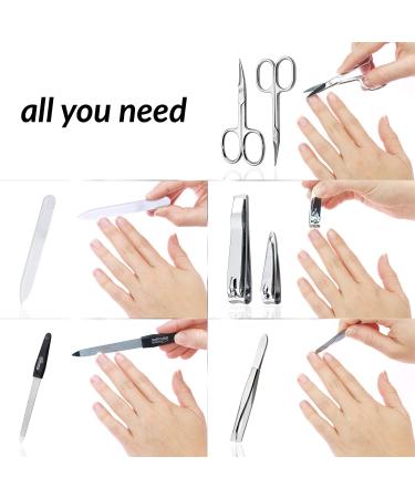 Marqus 7-Piece Manicure Set for Men & Women - Made in Germany Real Leather Etui Patented Glass Files for Hand & Foot Care - Black - Buy Online on SooperMarket.com