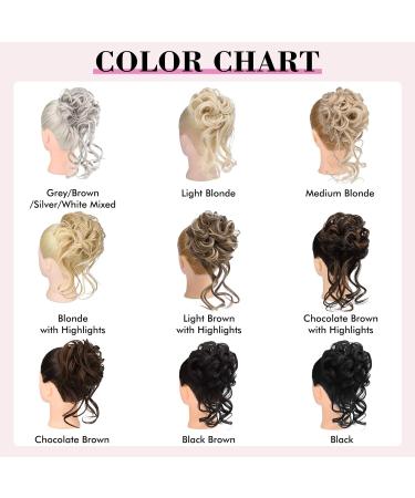REECHO Tousled Updo Messy Bun Hair Piece for Women - Chocolate Brown with Highlights - Buy Online on SooperMarket.com
