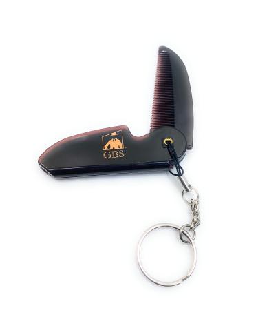 G.B.S Handmade Saw-cut Men's Beard Mustache Folding Pocket Comb Traditional - with Key chain - Relax Scalp- Styling For All Length Hair - Travel Kit Sized for Grooming | Effortless Glide Single