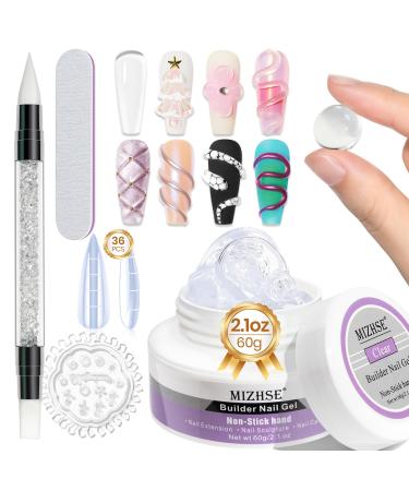 MIZHSE 60g/2.1oz Solid Builder Gel for Nail 4 in 1 Clear Sculpture Solid Nail Extension Gel for Nail Non-Sticky Hand Builder Gel Carving Gel Modeling Nail Art Gel Solid Clear Builder Gel