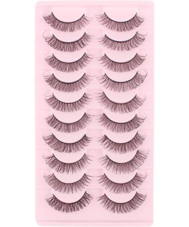 Parriparri Russian Hybrid Strip Lashes - 10 Pairs of Natural Wispy Fluffy D Curly Cat Eye False Eyelashes for Lightweight 3D Effect - Russian-27 - Buy Online on SooperMarket.com
