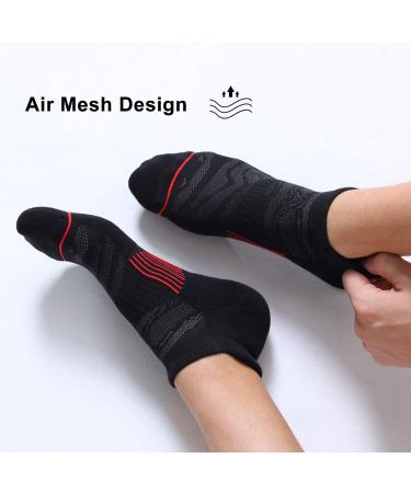 FITRELL Men's 6 Pack Ankle Running Socks Low Cut Cushioned Athletic Sports Socks Black+Red - Size 9-12 - Buy Online on SooperMarket.com