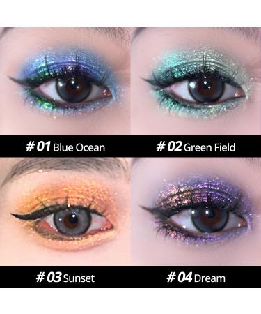 CHARMACY Multichrome Glitter Eyeshadow & Highlighter Palette - High Pigment Color Shifting Blue Ocean (#01) - International Shipping - Buy Online on SooperMarket.com
