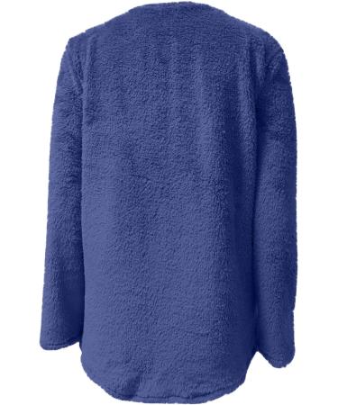 AMhomely Women's Double Fleece Hooded Jumper - Plus Size Soft Teddy Fleece Casual Hoodie with Pocket, V Neck Sweatshirt - Winter Lounge Wear - Dark Blue, Size M - Buy Online on SooperMarket.com
