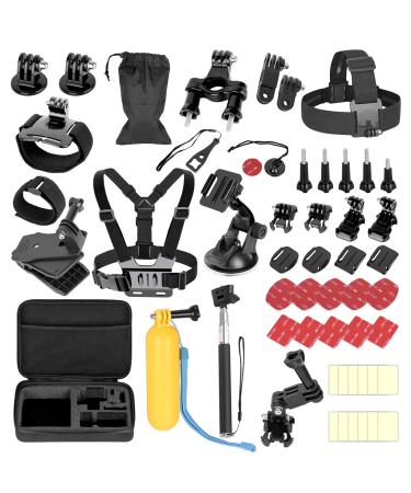 EMART Action Camera Accessories Kit for Gopro Hero 11 10 9 8 7 6 5 4 3+, 53 in 1 Go Pro Black Bundle, Mount Set for Go Pro Fusion Silver Max Session, Akaso, DJI Osmo Universal type