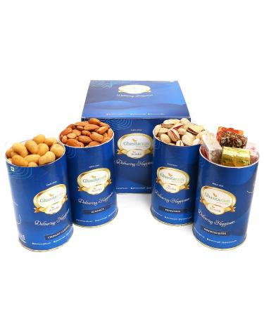 Jaiccha Ghasitaram Crunchy Cashews Almonds Pistachios Assorted Bites Cans|Gift for Diwali Gifts Holi Rakhi Valentine Christmas Birthday Anniversary Her Him| Cashews Almonds Pistachios Assorted Bites Cans