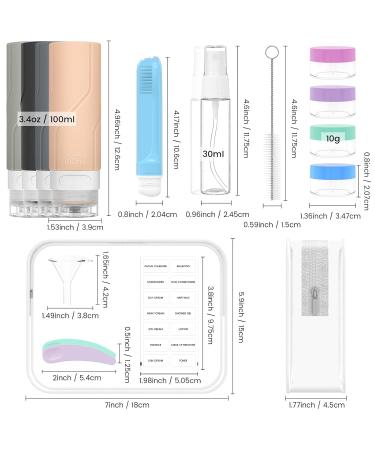 100ml x 4 Silicone Travel Bottles Set - Portable Shampoo & Lotion Containers for Travel - 17 Piece Toiletry Set - Buy Online on SooperMarket.com