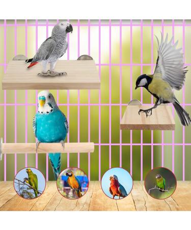 QUOZUO Bird Perches Stand Platform Natural Wood Parrot Toy Perch Stand Budgie Cage Accessories for parakeets Cockatiel Parrot - Buy Online on SooperMarket.com