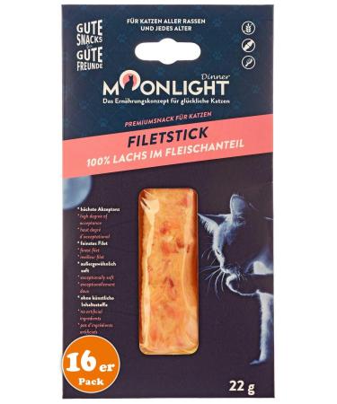 Moonlight Katzensnack Filet stick with salmon grain free 100% salmon in the meat content cat treat with high acceptance exceptionally soft (16 x 22 g salmon) salmon 22 g (16 pack)