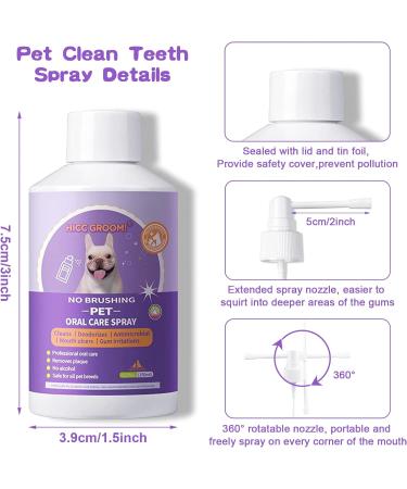 BOZILY HICC Groom! Pet Clean Teeth Spray + Finger Brush | Dental Care Spray for Dogs & Cats | Targets Tartar & Plaque | Eliminates Bad Breath | 50ml (2Pcs) - Buy Online on SooperMarket.com
