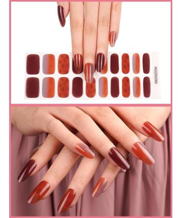 Kalolary 20PCS Nail Gel Polish Strips Full Wraps Nail Polish Stickers Cured Gel Nail Strips Self-Adhesive Gel Nail Wrap Stickers Decals with Nail File and Stick(UV/LED Lamp Required) (NJTZ-NG200266) - Buy Online on SooperMarket.com