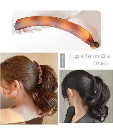 3 Pcs Banana Hair Clip Set for Women - Wave Hair Accessory in Black, Brown, Cream Amber - Buy Online on SooperMarket.com