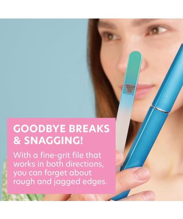 Premium Czech Glass Nail File with Case - Aqua - Smooth Finish Manicure Tool for Perfect Nails - 1 Count - Buy Online on SooperMarket.com