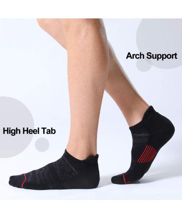 FITRELL Men's 6 Pack Ankle Running Socks Low Cut Cushioned Athletic Sports Socks Black+Red - Size 9-12 - Buy Online on SooperMarket.com