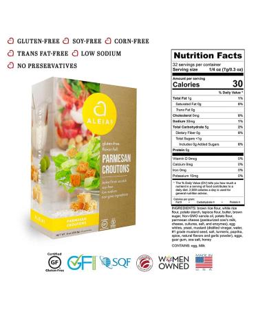 Aleia's Parmesan Croutons 8oz/2 Pack - Gluten Free, Soy Free, Corn Free, Low Sodium - Buy Online on SooperMarket.com