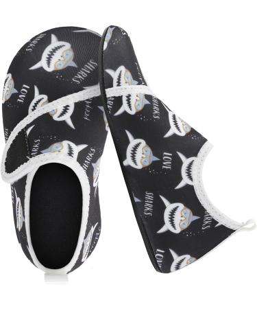 JIASUQI Kids Water Shoes - Quick Dry Barefoot Aqua Socks for Beach & Pool | Black Shark Design | Size 8.5/9 UK Child - Buy Online on SooperMarket.com