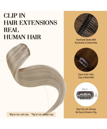 Buy Laavoo Clip-In Real Hair Extensions - Double Golden Blond Highlights - 105g 7pcs #16/24 - Smooth & Natural Look - Buy Online on SooperMarket.com