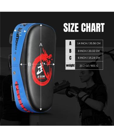 Flexzion Blue Curved Muay Thai Kick Pad for MMA, Karate, Taekwondo - Adjustable Forearm Strap - Buy Online on SooperMarket.com