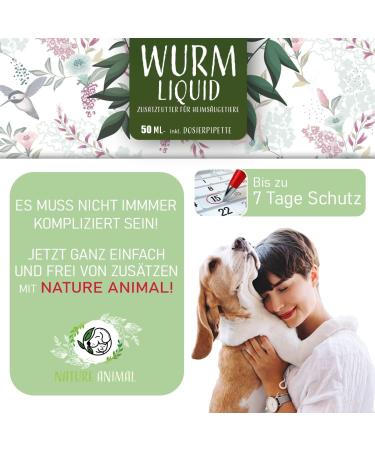 Nature Animal Wurm Liquid for Dogs & Cats - Vegan Deworming Solution | Natural Liquid Worm Cure for Pets | High-Quality Care for Your Four-Legged Friend - Buy Online on SooperMarket.com