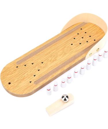Mini Bowling Game Set - Tabletop Wooden Bowling Toy with 10 Pins and Metal Ball - Fun Home Bowling Alley for Adults & Kids - Buy Online on SooperMarket.com