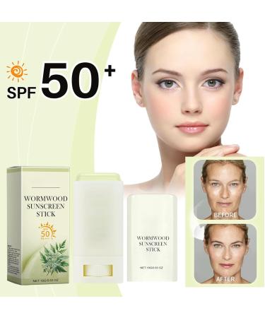 Wormwood Face Sunscreen Stick Waterproof Sunblock Stick SPF 50+ Suncream Factor 50 for Face PA+++ Refreshing Sun Cream Spf 50 Strong UVA + UVB Protetion Moisturizing & Non Greasy - Buy Online on SooperMarket.com