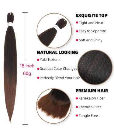 Xusuperb Pre-Stretched Braiding Hair 16 Ombre Extensions - 6 Packs Soft Yaki-Textur Kanekalon Braids (T1B/30#) - International Shipping Available - Buy Online on SooperMarket.com