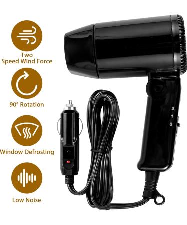 SHASUXTING 12V Car Styling Hair Dryer 2 Speed Car Hair Blow Dryer with Foldable Handle Compact Car Hair Dryer Available Hot and Cold Wind Car Styling Hair Blower for Self-Driving Travel Window Defrost Black - Buy Online on SooperMarket.com