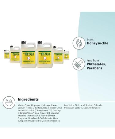 Mrs. Meyer's Honeysuckle Hand Soap Refill 33 fl. oz - Pack of 6 | Biodegradable Formula with Essential Oils - Buy Online on SooperMarket.com
