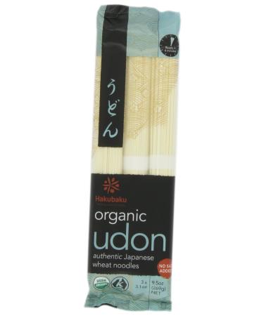 Hakubaku Organic Udon, Authentic Japanese Wheat Noodles, No Added Salt, 9.5 Ounce (Pack of 8)
