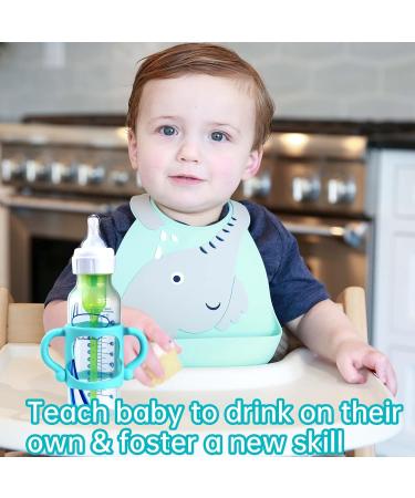 4-Pack Soft Silicone Bottle Handles for Dr Brown Narrow Baby Bottles - BPA Free - Easy Grip - Teach Babies to Drink Independently - Pink Orange Blue Green - Buy Online on SooperMarket.com
