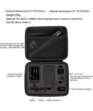 PellKing Action 3 Case - Portable Hard Shell Carrying Shoulder Bag for DJI Osmo Action 3 Adventure Combo - Buy Online on SooperMarket.com