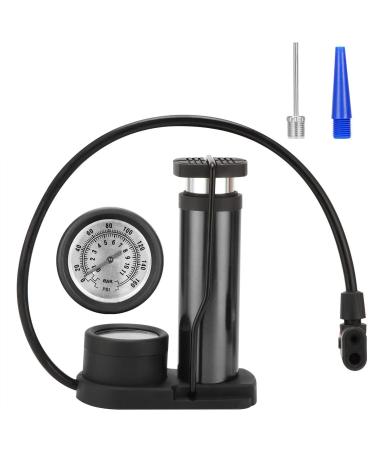 Bike Pump, Upgraded Mini Portable Bicycle Pump, Foot Bike Pump with Pressure Gauge, Tire Inflator Device, Compatible Universal Presta and Schrader Double Valve Bicycle Air Pump (Black)