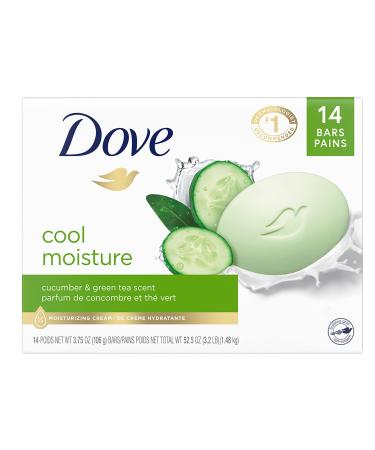 Dove Skin Care Beauty Bar For Softer Skin Cucumber and Green Tea More Moisturizing Than Bar Soap 3.75 oz, 14 Bars