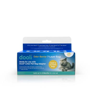 Cat Litter Pail Bag Refills Fits Litter Genie Fits Litter Genie Plus Fits Litter Genie XL Fits LItter Genie XXL For Use with Dooli Cat Litter Pail Adapter Roll of 25 Bags