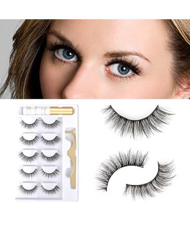 Cuckoo Lashes Kit-04: 5 Pairs 3D Faux Mink Eyelashes with Glue - Reusable, Natural Look False Eyelashes for Women - Buy Online on SooperMarket.com